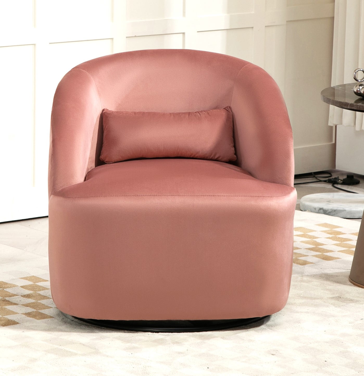 US Pride Furniture Accent Chair with Barrel-shaped Design and 360 Degree Swivel Feature Rosa