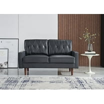 US Pride Furniture Acire 57.5" Faux Leather Cushion Back Loveseat, Black