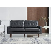 US Pride Furniture Acire 69.3" Faux Leather Cushion Back Sofa, Black