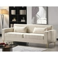 thumbnail image 1 of US Pride Furniture Aesthetic Velvet Sofas for Living Room 3 Seater Couch with Classic Modern Appeal and Luxurious Soft Comfort Easy to Maintain 85.8Wx30.7Dx31.5H Beige, 1 of 3
