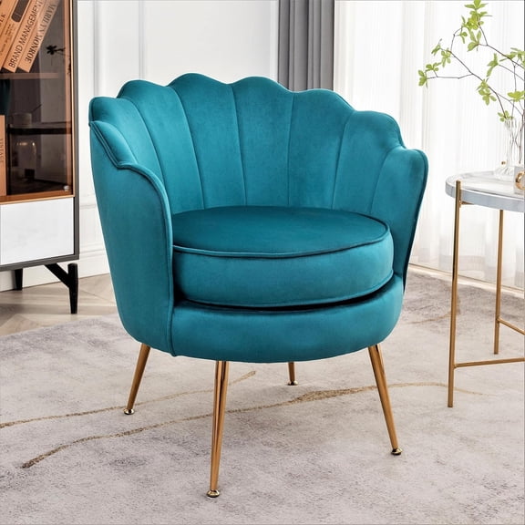 US Pride Furniture Cavett 28.3" Wide Velvet Accent Chair with Metal Legs Greenish Blue