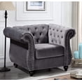 thumbnail image 1 of US Pride Furniture Chester 40.55 in. Wide Rolled Arm Velvet Modern Straight living Room Chair, Gray, 1 of 4
