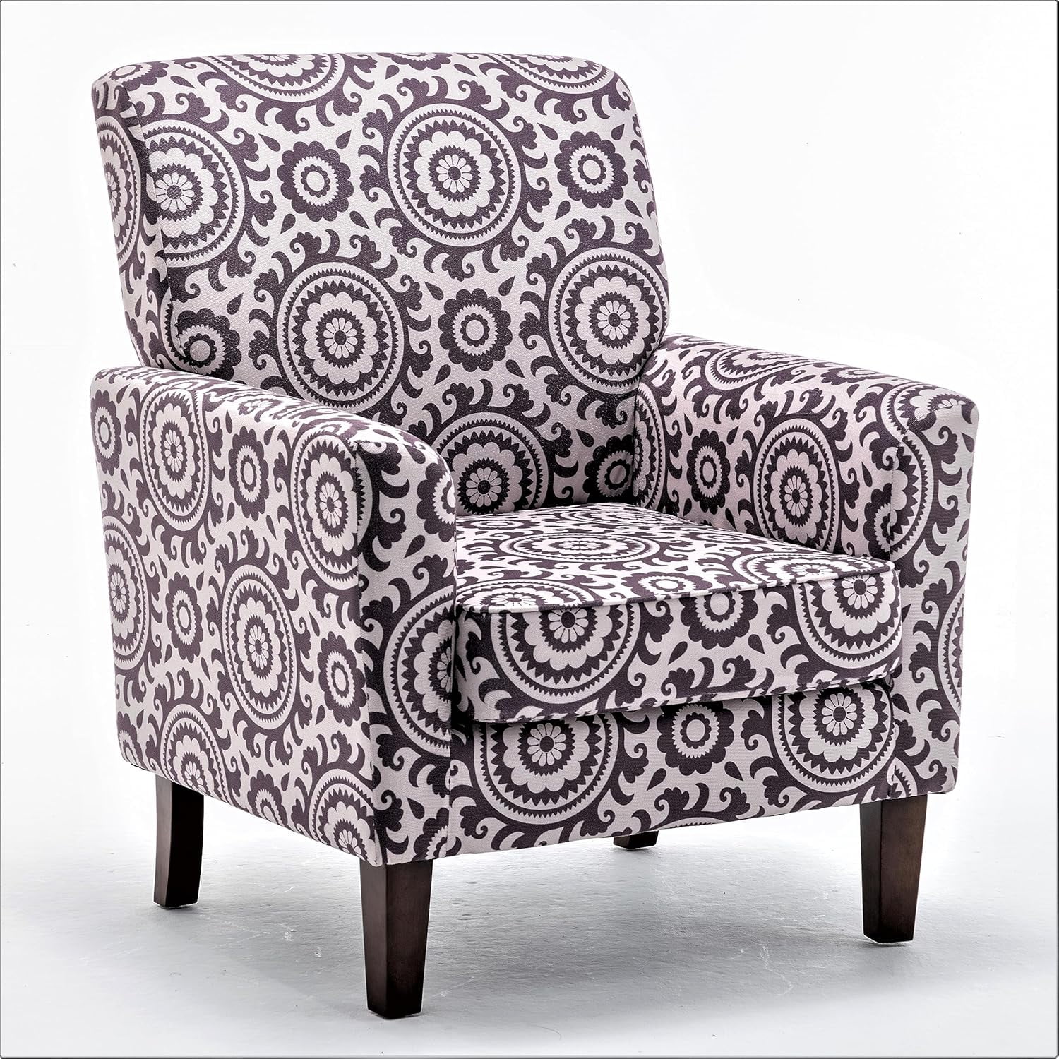 US Pride Furniture Contemporary Accent Arm Chair with Birch Wood Frame and Microfiber Upholstery Armchair for Office and Living Room Decor Removable Cushions 02 Printed Fabric