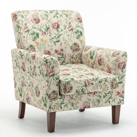US Pride Furniture Contemporary Accent Arm Chair with Birch Wood Frame and Microfiber Upholstery Armchair for Office and Living Room Decor Removable Cushions 04 Printed Fabric