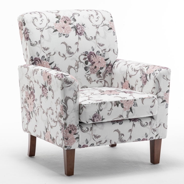 US Pride Furniture Contemporary Accent Arm Chair with Birch Wood Frame and Microfiber Upholstery Armchair for Office and Living Room Decor Removable Cushions 06 Printed Fabric