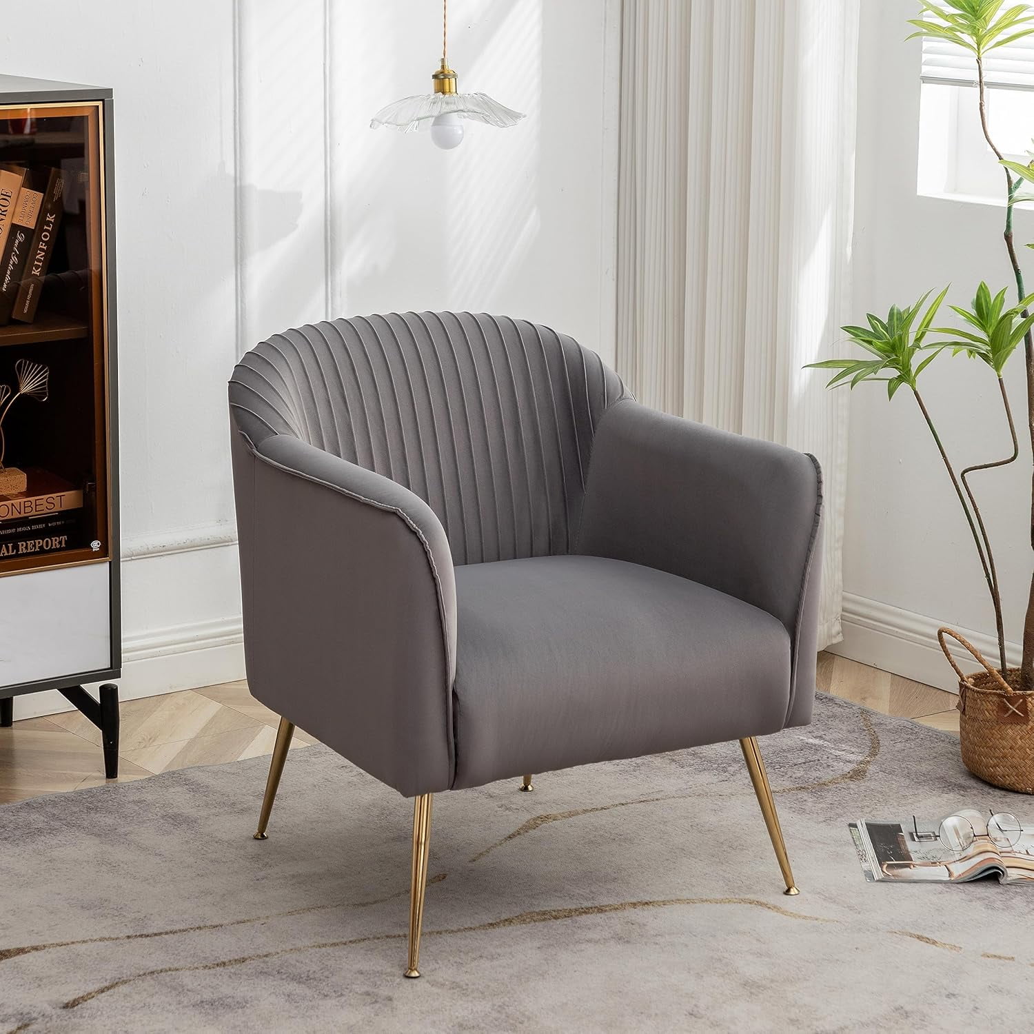 US Pride Furniture Contemporary Velvet Accent Chairs for Living Room Bedroom and Entryway Modern Armchair with Sleek Metal Legs Elegant Seating