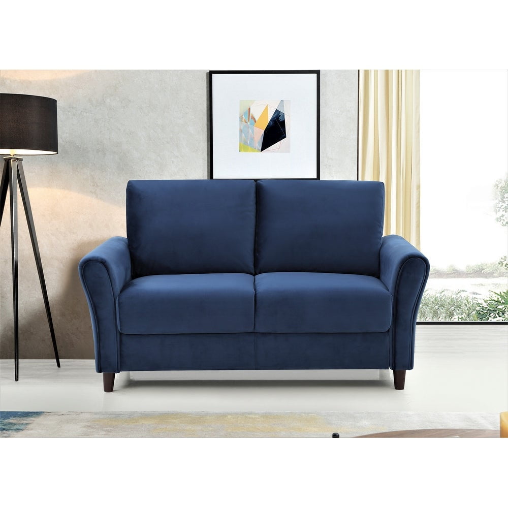 US Pride Furniture Corel 58.27" Flared Arm Dark Blue Velvet Loveseat