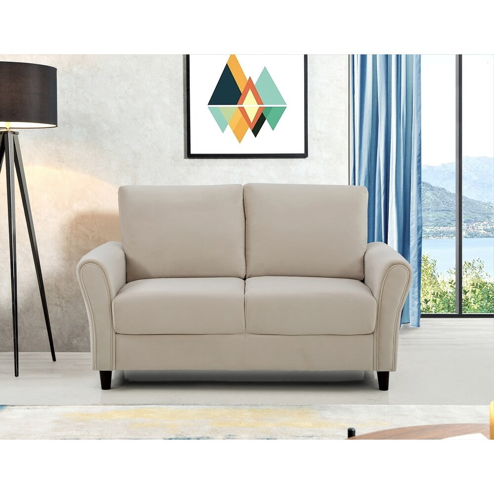 US Pride Furniture Corel 58.27" Flared Arm Ivory Velvet Loveseat