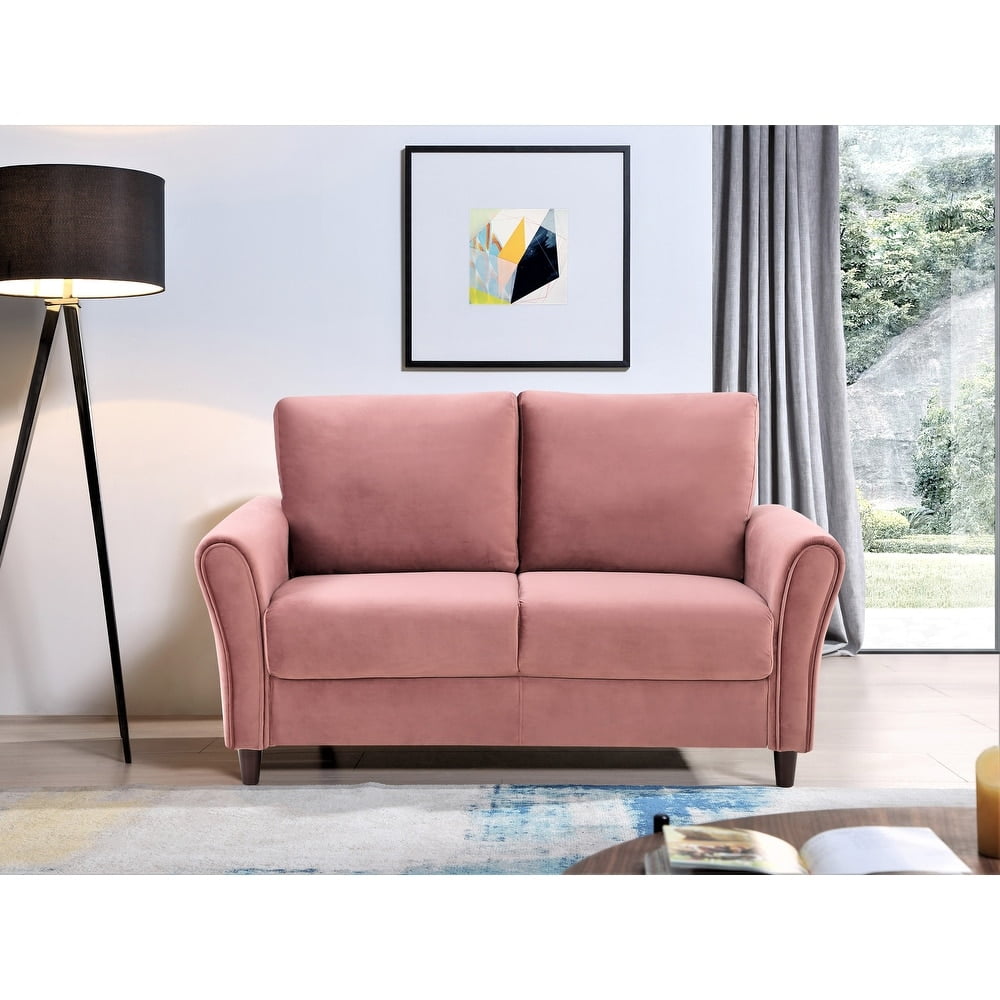 US Pride Furniture Corel 58.27" Flared Arm Rose Velvet Loveseat