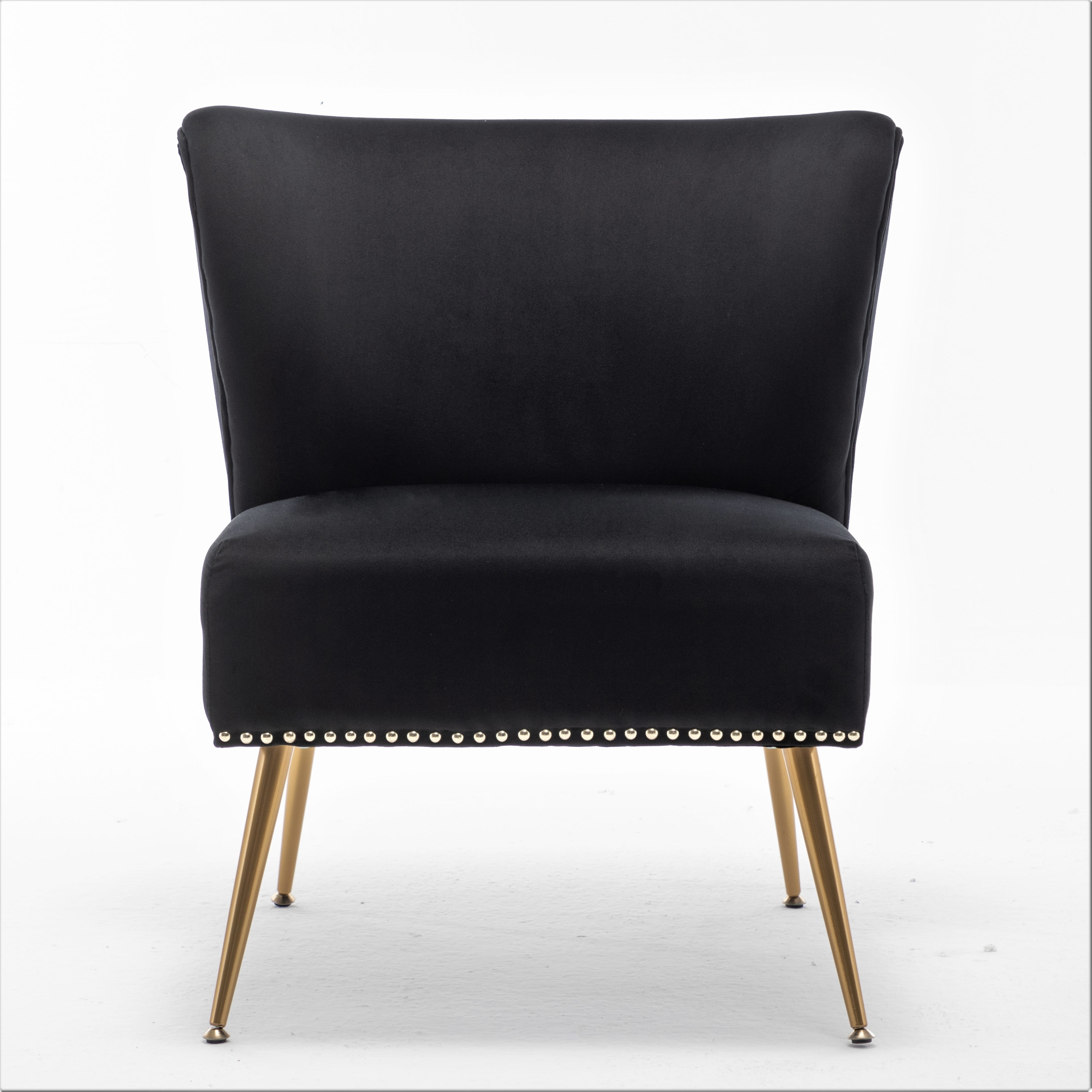 US Pride Furniture Corisha 25"W Velvet Armless Accent Chair, Black