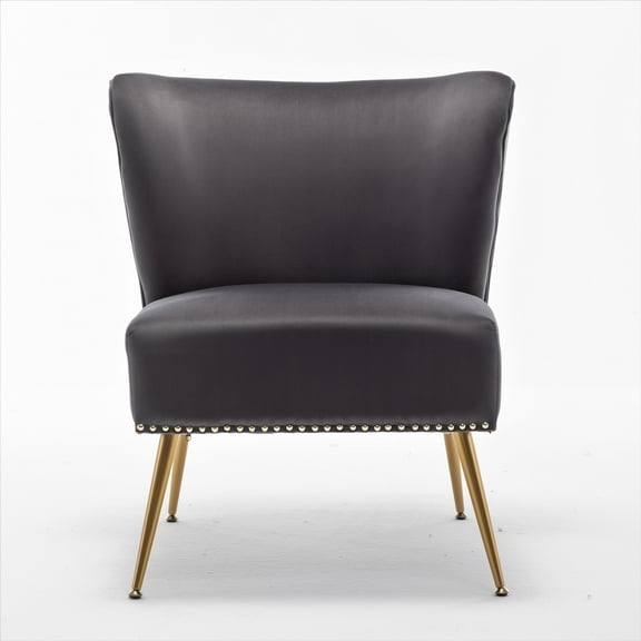 US Pride Furniture Corisha 25"W Velvet Armless Accent Chair for living room and office, Gray