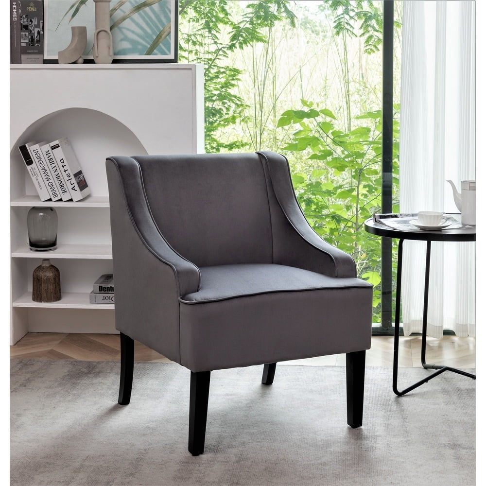 US Pride Furniture Correen 25" Wide Microfiber Accent Chair with Recessed Arms, Gray