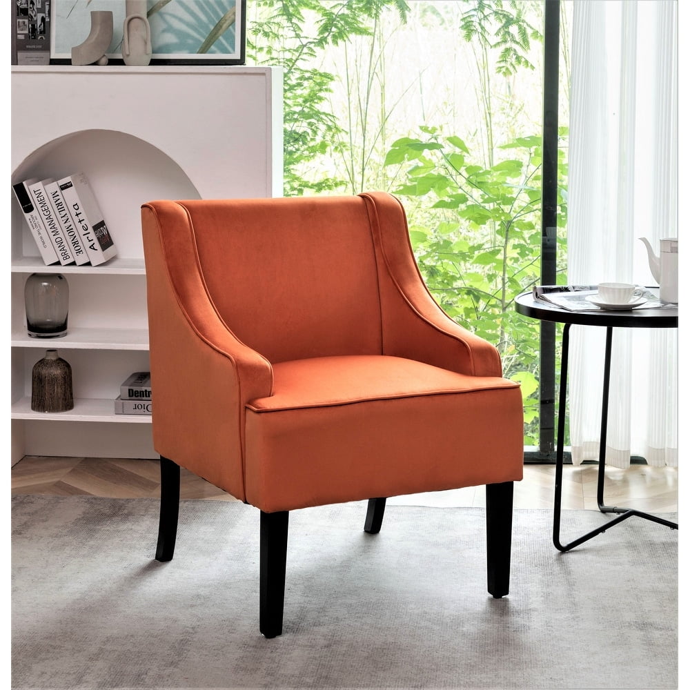 US Pride Furniture Correen 25" Wide Microfiber Accent Chair with Recessed Arms, Orange Red