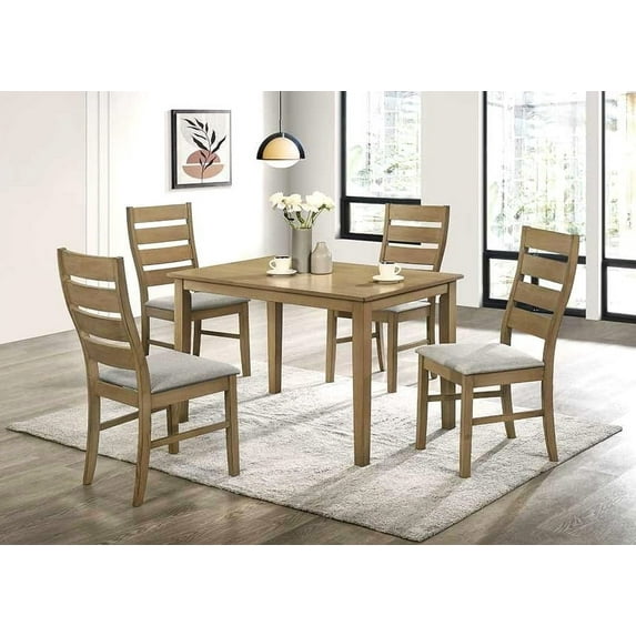 Uspridefurniture Dining Table Set (Rectangular Table + Upholstered Chairs with Slat Backs), Seating with slat‑back chairs designed for up to 6