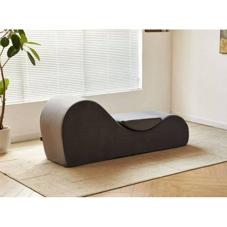 US Pride Furniture Ergon for Yoga High Density Polyurethane Foam Chaise Lounge for Living Room in Grey
