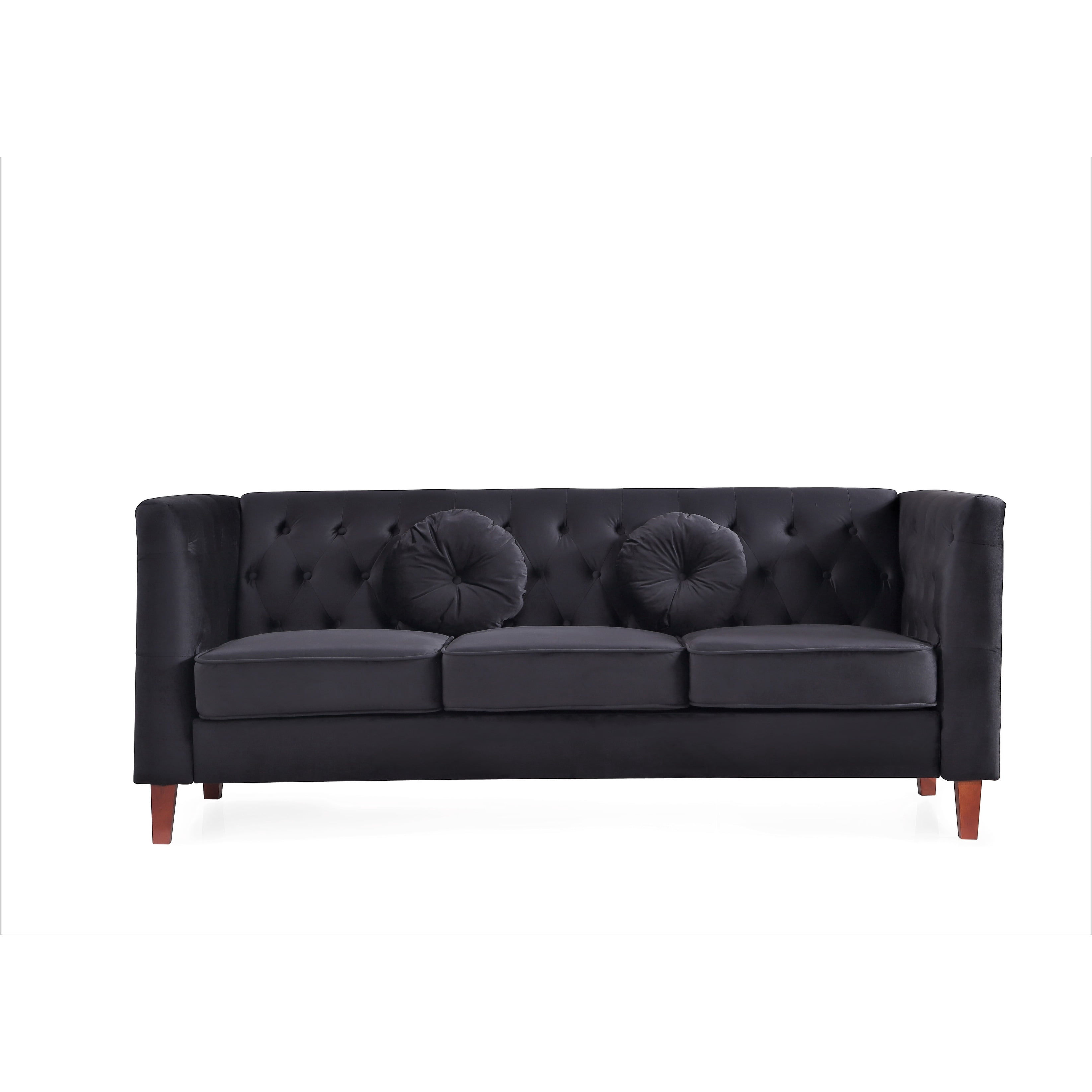US Pride Furniture Fancher Kittleson Classic Chesterfield Sofa Black