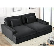 US Pride Furniture Fedosia Modern Polyester Convertible Sofa Bed, Greenish Blue