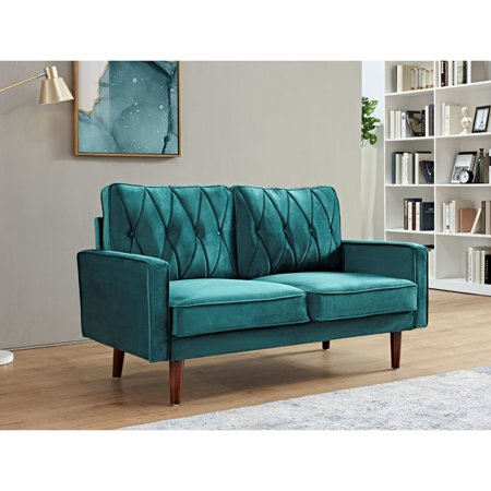 US Pride Furniture Feemster 57.5" Wide Velvet Tufted Cushion Back Loveseat Green