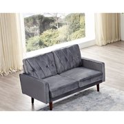 US Pride Furniture Feemster 57.5" Wide Velvet Tufted Cushion Back Loveseat Grey