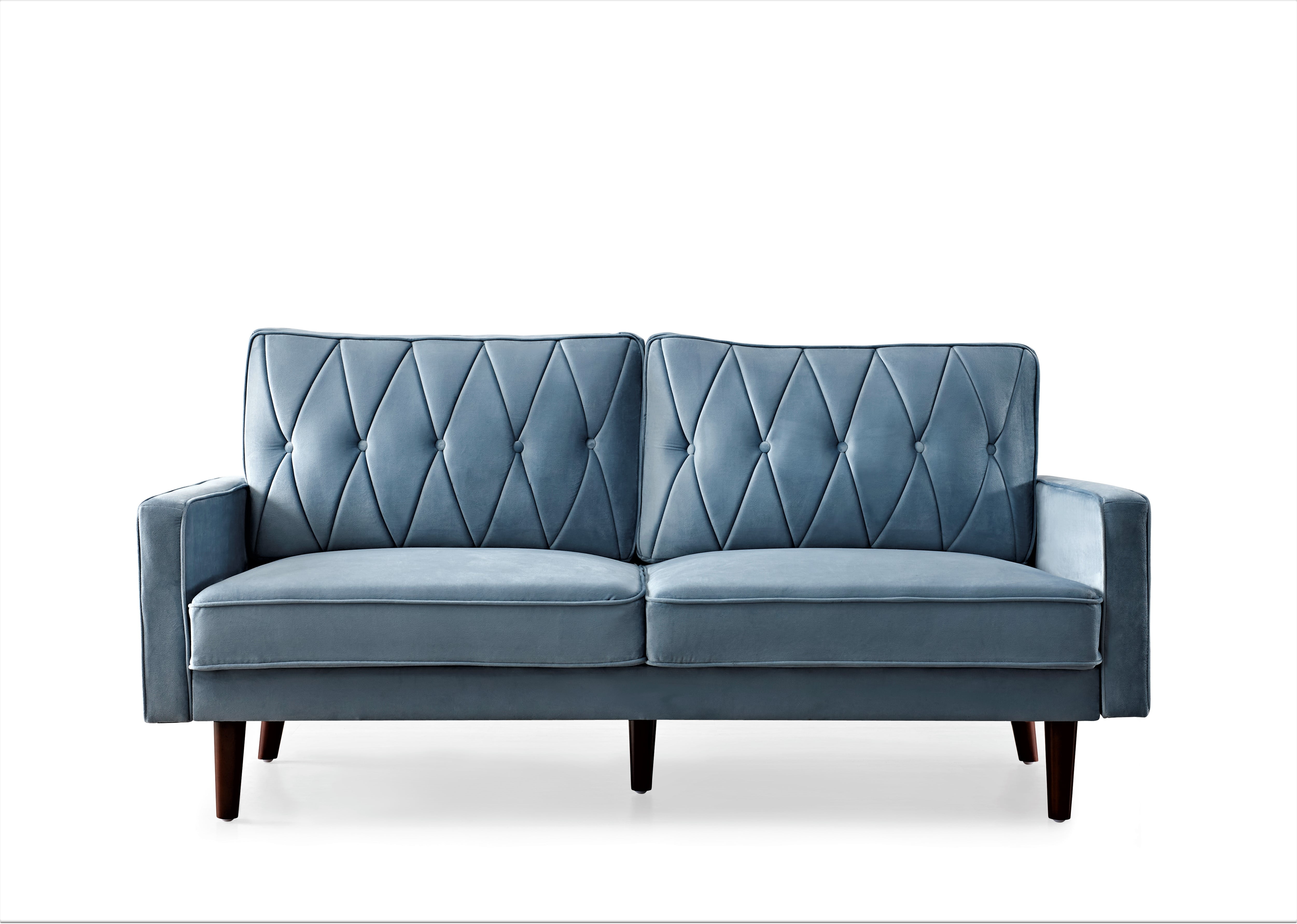 US Pride Furniture Feemster 69.3'' Velvet Square Arm Sofa for Living Room, Light Grayish Cyan