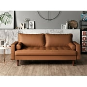 US Pride Furniture Gabler70'' Square Arm Wood Frame Mid-Century Sofa, Brown
