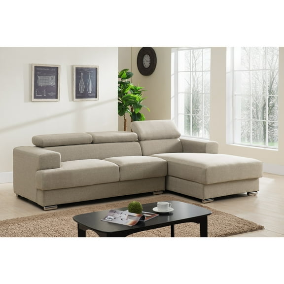 US Pride Furniture Gabriel Fabric Contemporary Sectional Sofa Set Brown Left Facing