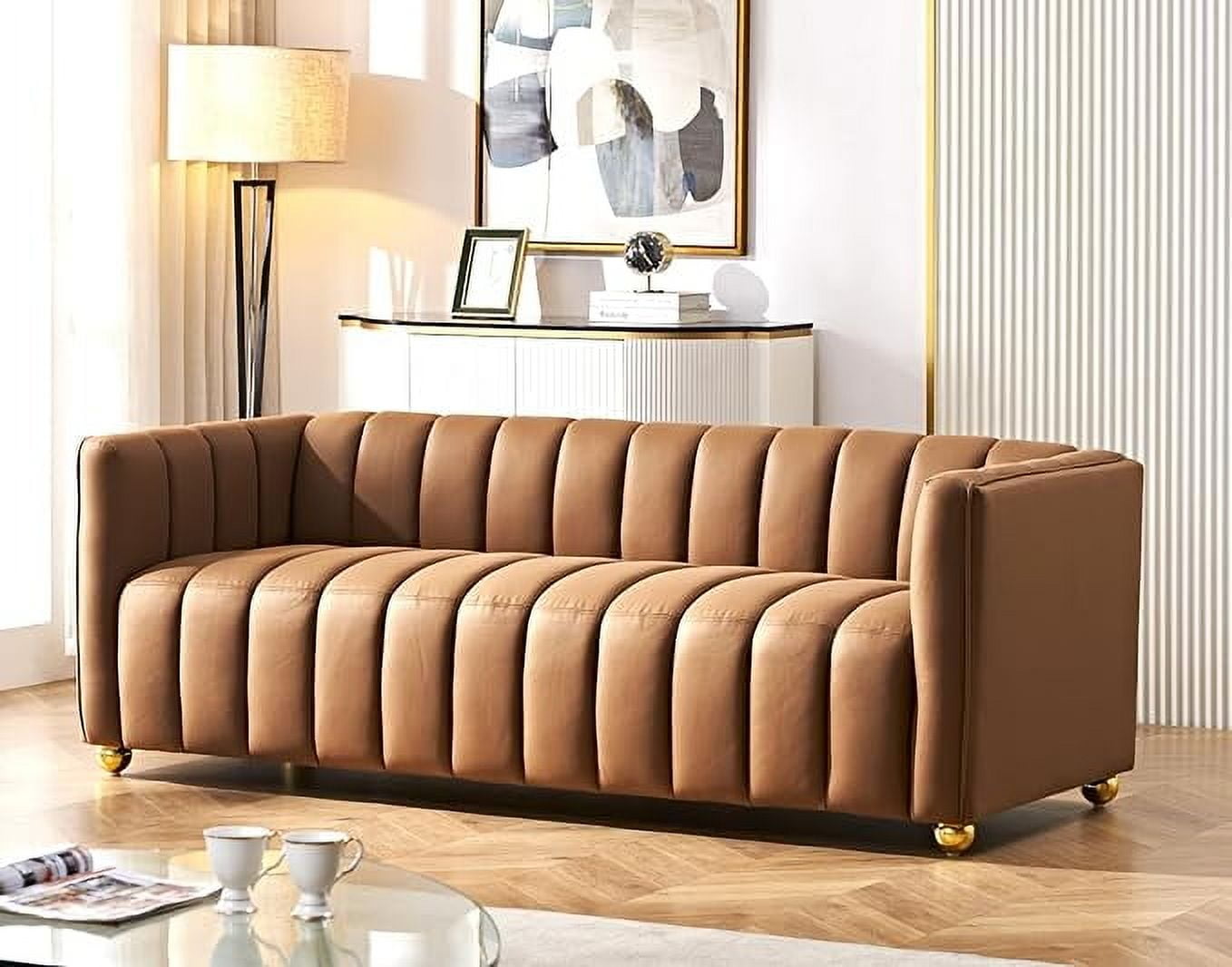 US Pride Furniture Glam Fabric Upholstered Solid Wood Frame 82.7" Art Deco Sofa