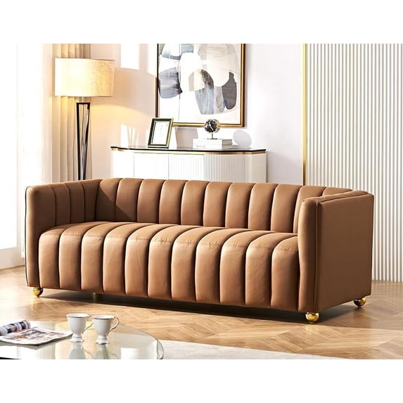 US Pride Furniture Glam Fabric Upholstered Solid Wood Frame 82.7" Art Deco Sofa