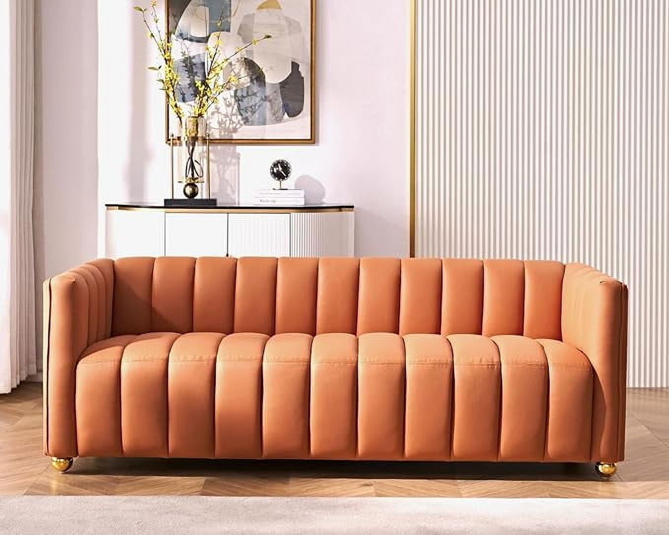 US Pride Furniture Glam Fabric Upholstered Solid Wood Frame 82.7" Art Deco Sofa
