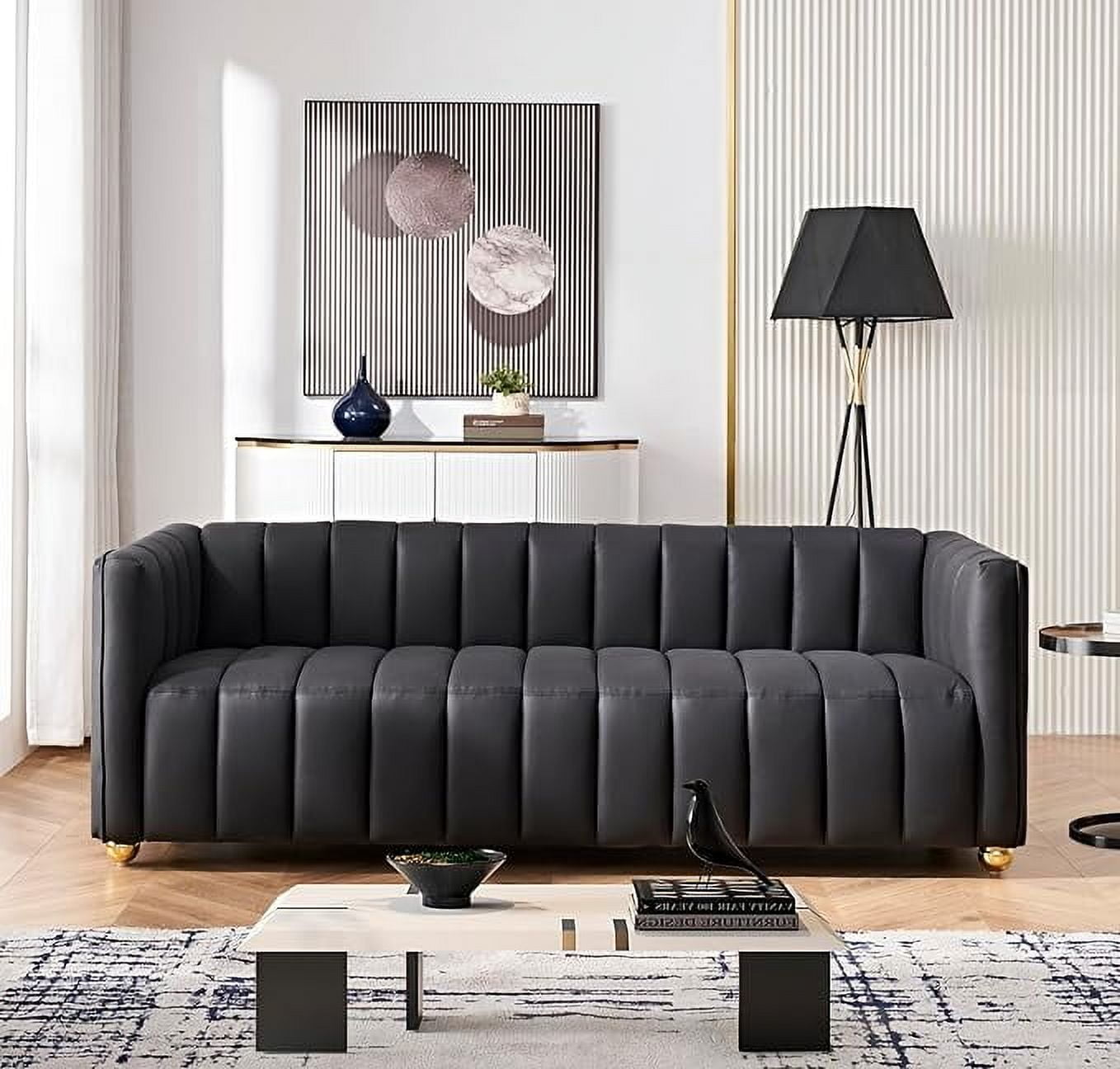 US Pride Furniture Glam Fabric Upholstered Solid Wood Frame 82.7" Art Deco Sofa