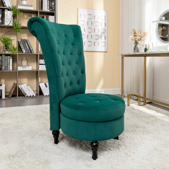 US Pride Furniture Gosser 20" Wide Velvet High Back Vanity Chair, Green