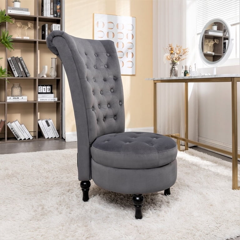 Free Shipping! Uspridefurniture Gosser 20" Wide Velvet High Back Vanity  Chair, Grey - Walmart.com - Walmart.com