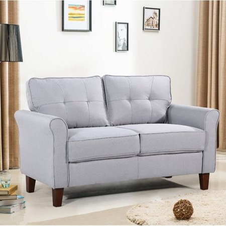 US Pride Furniture Kouchouk 54.5'' Linen Flared Arm Loveseat Light Grey
