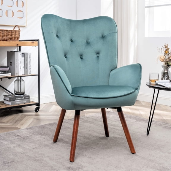 US Pride Furniture Kreedence 26.38" W Microfiber Wing Back Armchair, Teal