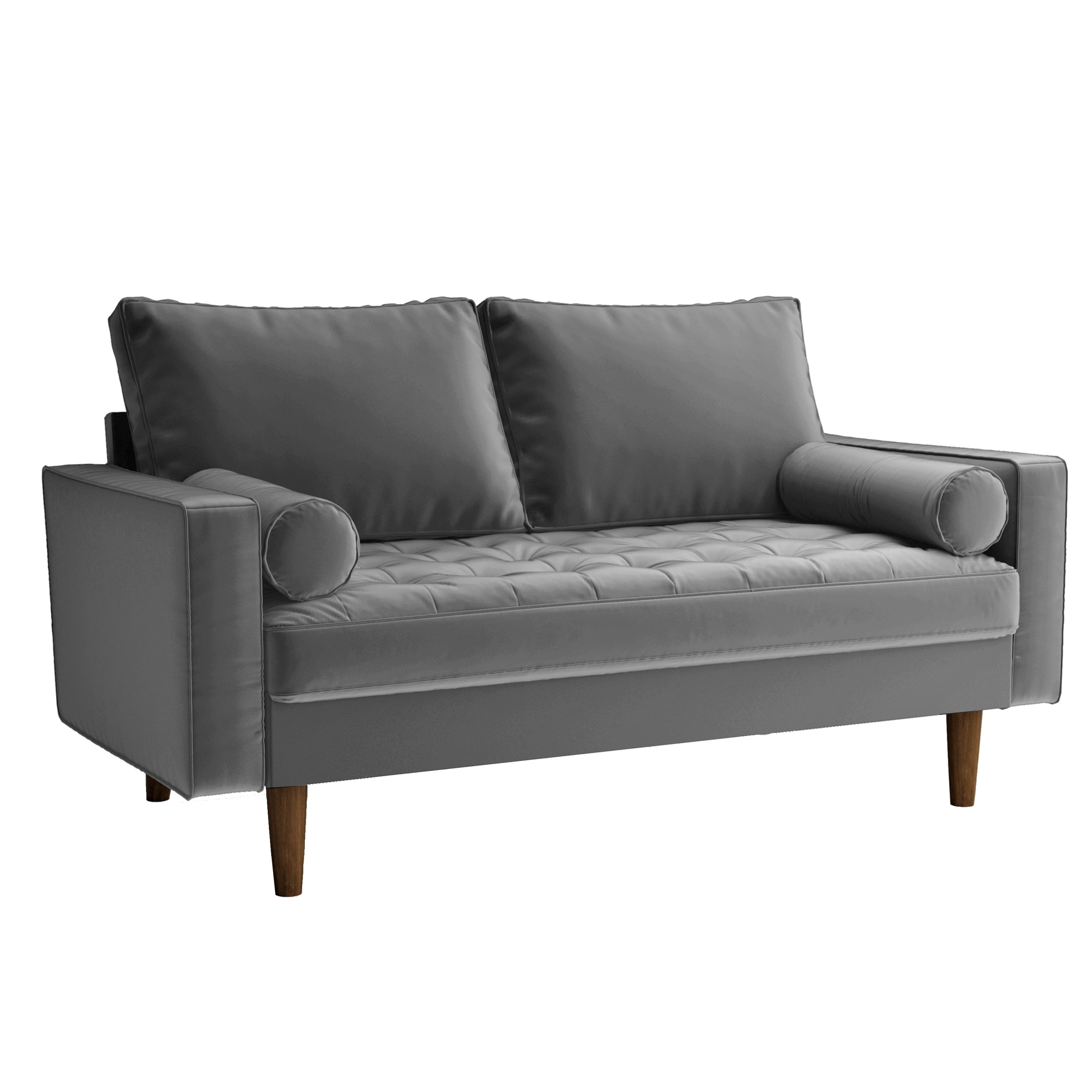 US Pride Furniture Luis Midcentury Modern Tufted Velvet Loveseat Grey