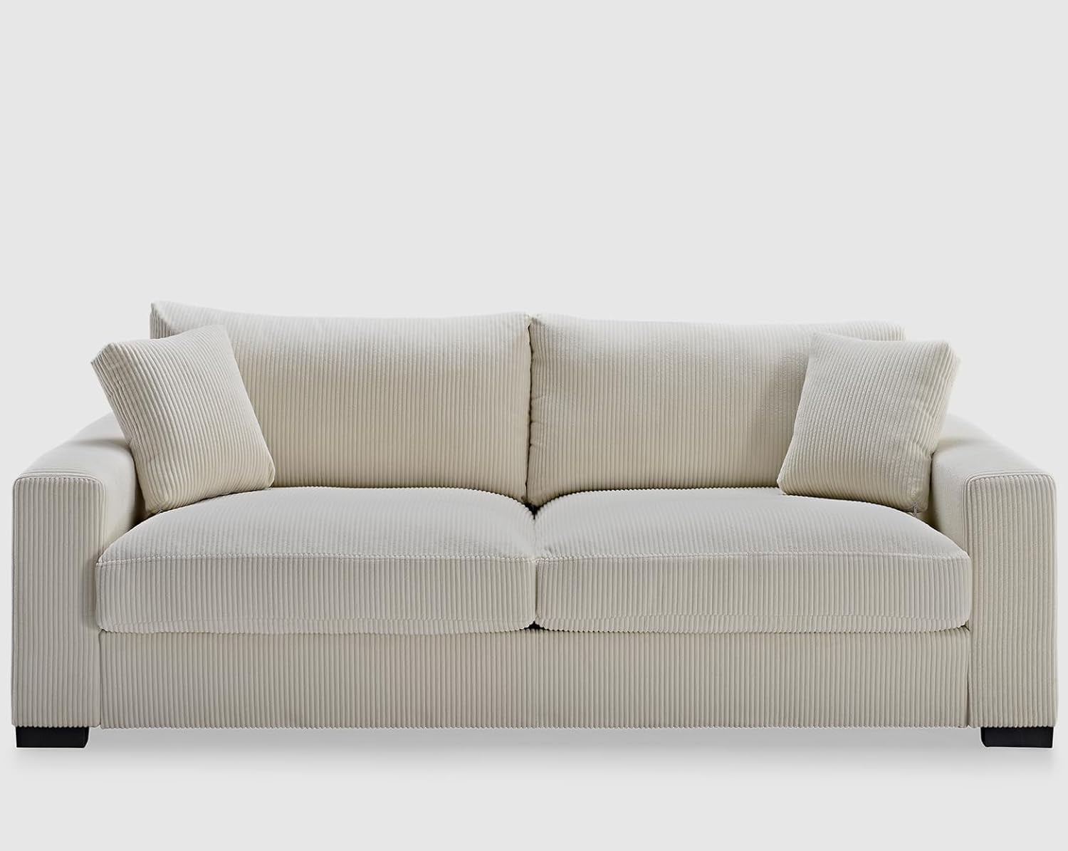 US Pride Furniture Luxe Corduroy Sofa with 2 Toss Pillows, Spacious and Comfortable 3-Seater Couch