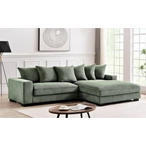 US Pride Furniture Modern Corduroy Fabric L Shaped Sectional Sofa Set Dark Green