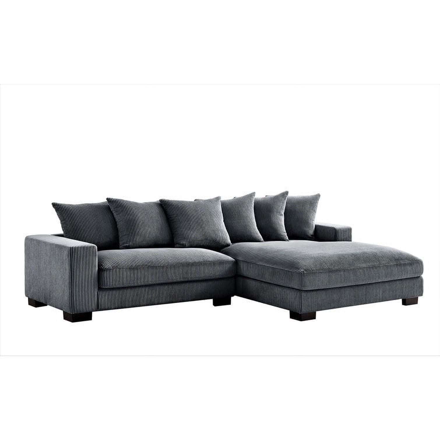 US Pride Furniture 2 Pieces Modern  Corduroy Fabric L Shaped Sectional Sofa Set Facing Right, Ivory