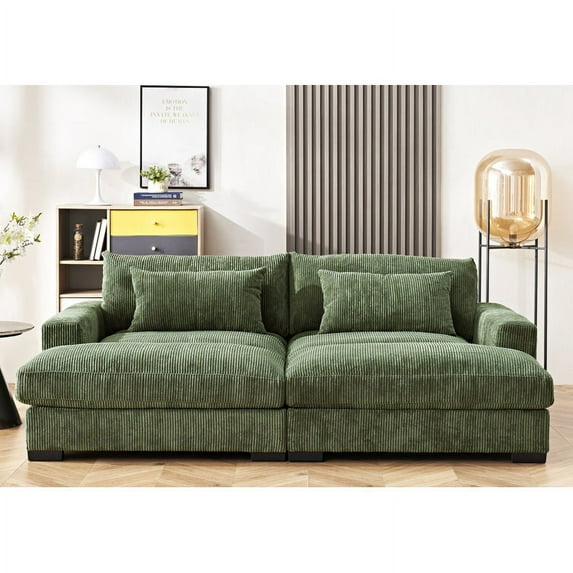 Uspridefurniture Soft Corduroy Modern and Comfortable Upholstery Luxe Sleeper Sofa, Green