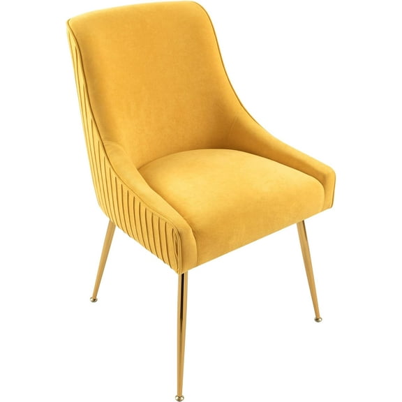 US Pride Furniture Luxury Velvet Chair Soft Upholstery Comfortable Seating for Dining Room Kitchen or Office, Mustard Yellow