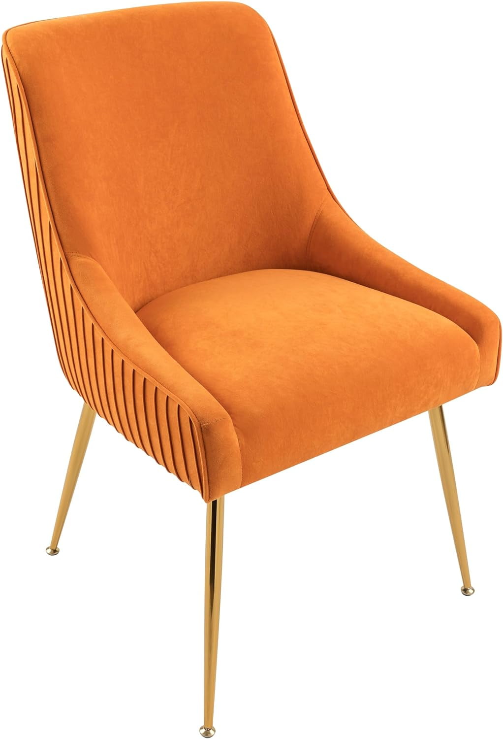 US Pride Furniture Luxury Velvet Chair with Elegant Scoop Back Design Gold Metal Legs and Soft Upholstery Comfortable Seating for Dining Room Kitchenor Office W22.0 x D25.0 x H35.2 Red Orange