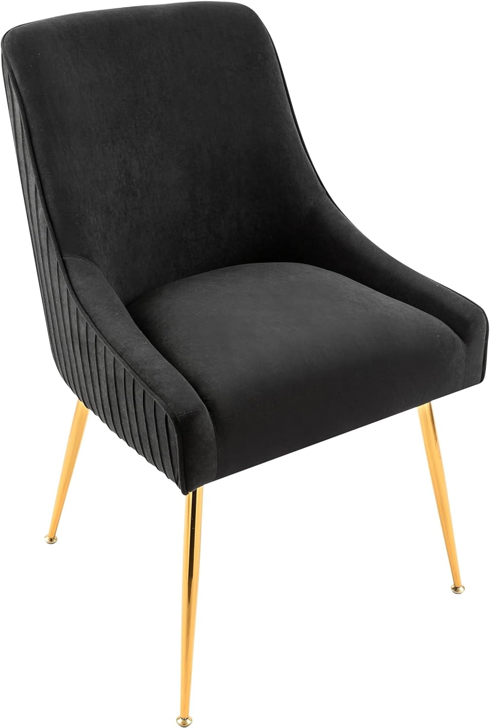 US Pride Furniture Luxury Velvet Chair with Elegant Scoop Back Design Gold Metal Legs and Soft Upholstery Comfortable Seating for Dining Room Kitchenor Office W22.0 x D25.0 x H35.2 Black