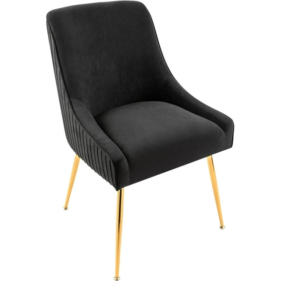 US Pride Furniture Luxury Velvet Chair with Elegant Scoop Back Design Gold Metal Legs and Soft Upholstery Comfortable Seating for Dining Room Kitchenor Office W22.0 x D25.0 x H35.2 Black
