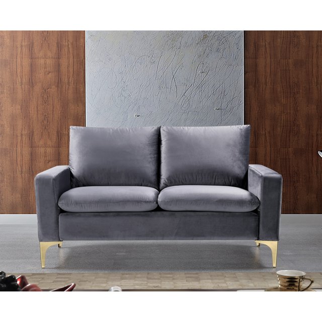 US Pride Furniture Macus Velvet Tufted Loveseat Grey