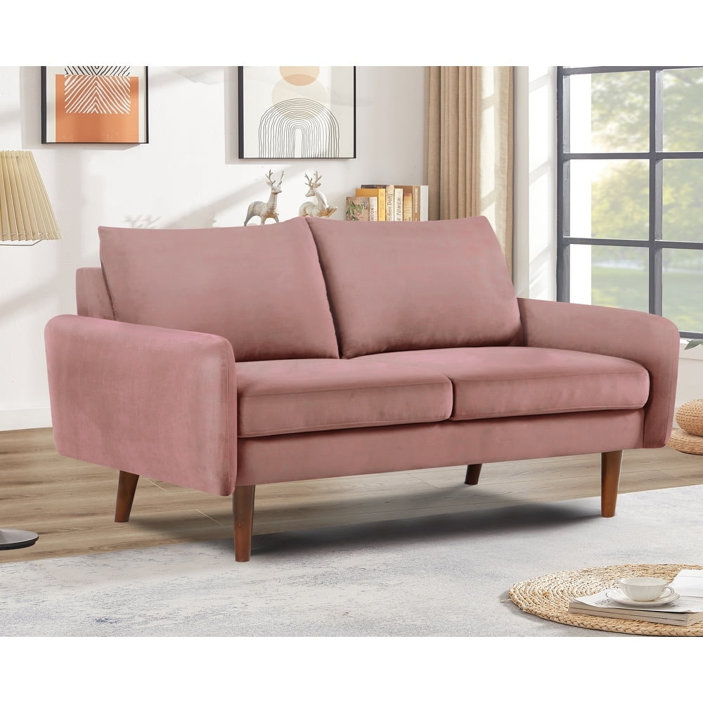 US Pride Furniture Maryellen 58''W Velvet Loveseat, Pink