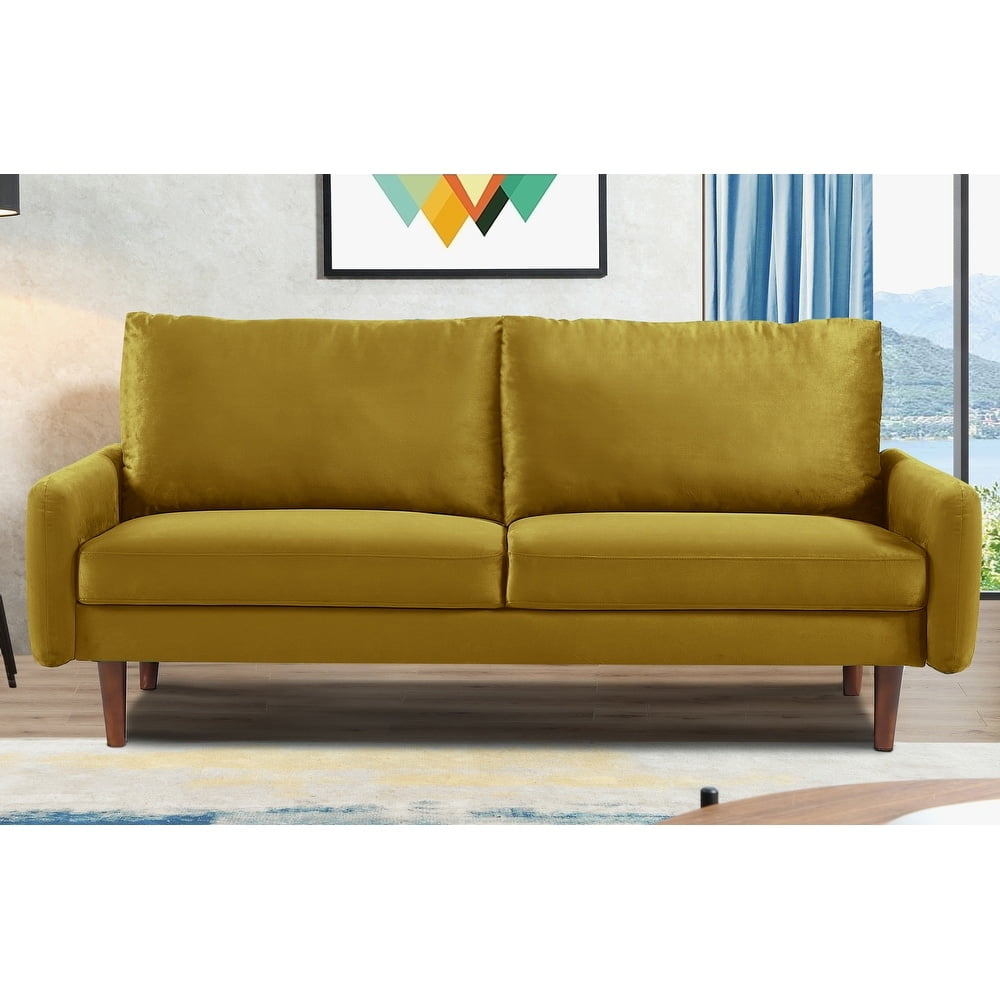 US Pride Furniture Maryellen 70''W Velvet Sofa, Yellow