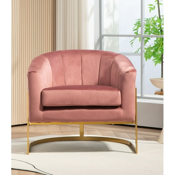 US Pride Furniture Modern Accent Armchair Luxury Gold Frame and Multi-colored Velvet Material Infuse Elegant Flair Rose