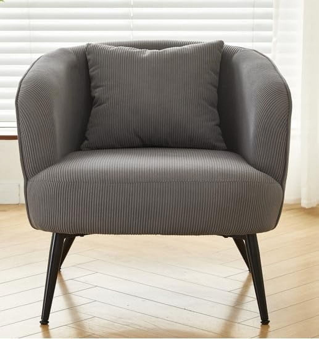 US Pride Furniture Modern Channel Corduroy Velvet Accent Chair with Black Metal Legs Luxurious Design and Comfortable Seating Ideal for Living Room Bedroom or Office Grey