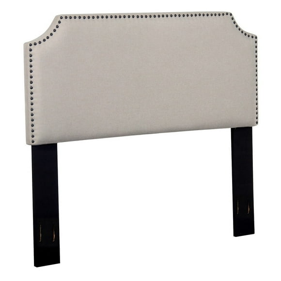 US Pride Furniture Morden Full/Queen Nailhead Upholstered Fabric Headboard Beige