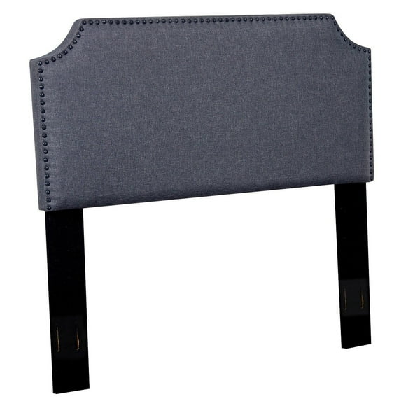 US Pride Furniture Morden Full/Queen Nailhead Upholstered Fabric Headboard Grey